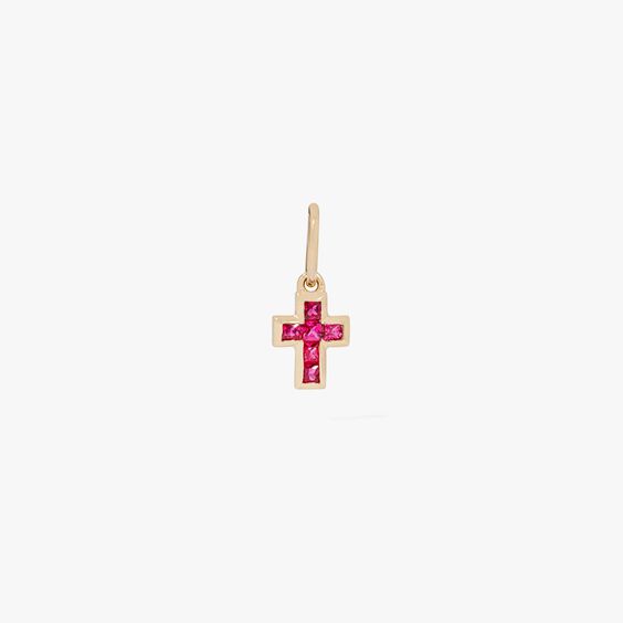 Tokens 14ct Gold Pink Sapphire Cross Pendant | Annoushka jewelley